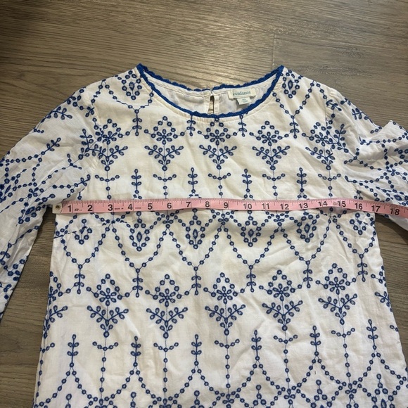 Sundance Palmera Eyelet Top Blue White Embroidered Sz XS 3/4 Sleeve Boho - Picture 5 of 8